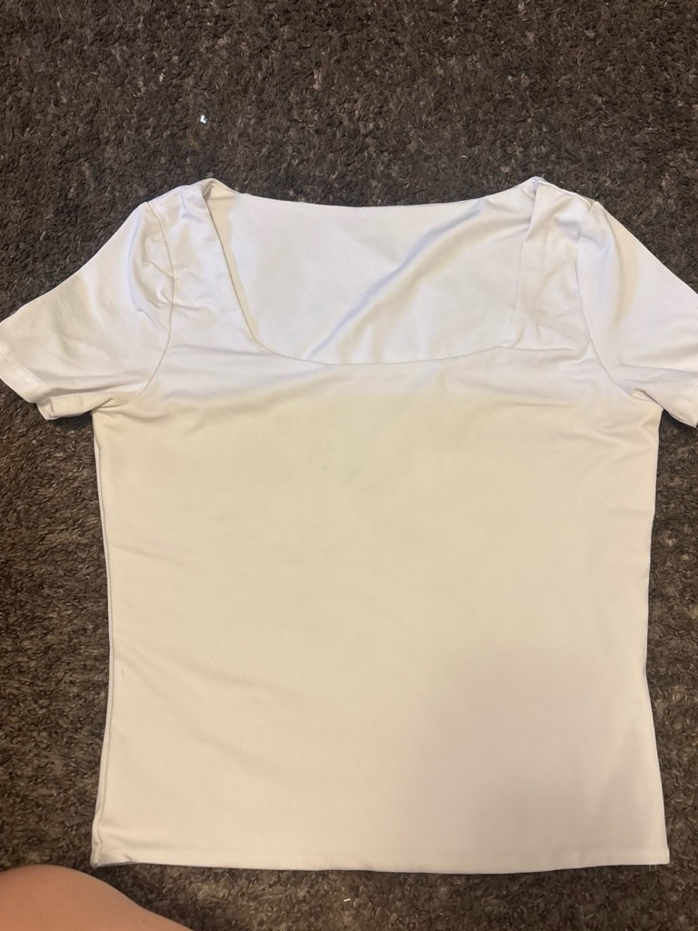 Women’s White Square-Neck Short Sleeve Top